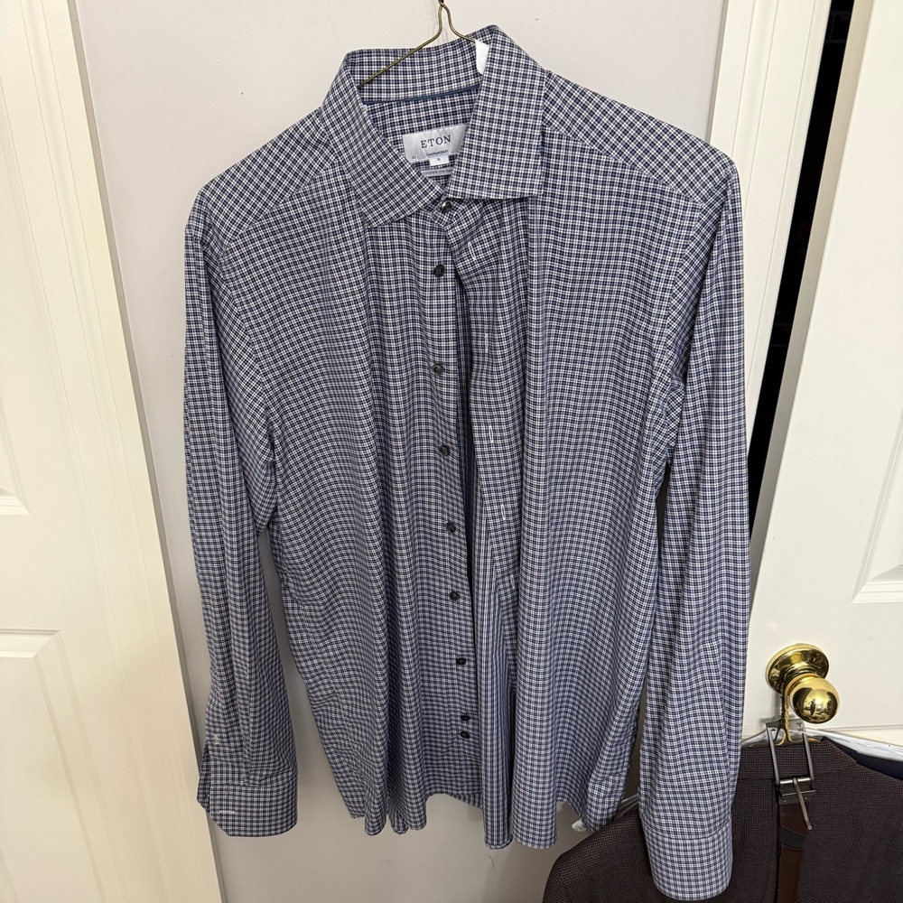 Men's Eton Gingham Checkered Shirt size 43
